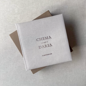 Libro de firmas y fotos con caja personalizada (pack)